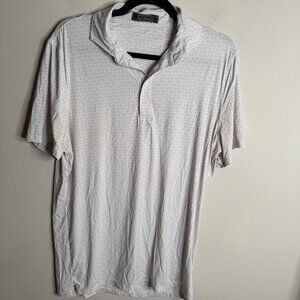 G/FORE Mens Medium Short Sleeve Geometric Pattern Golf Polo Shirt Gray White